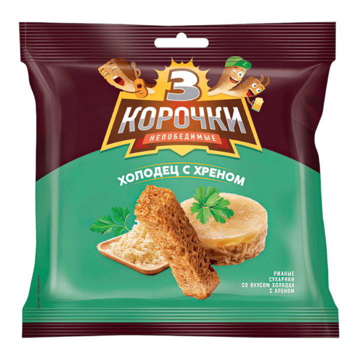 Сухарики " 3 корочки " 40гр*60шт холодец и хрен(ВС204) штуки