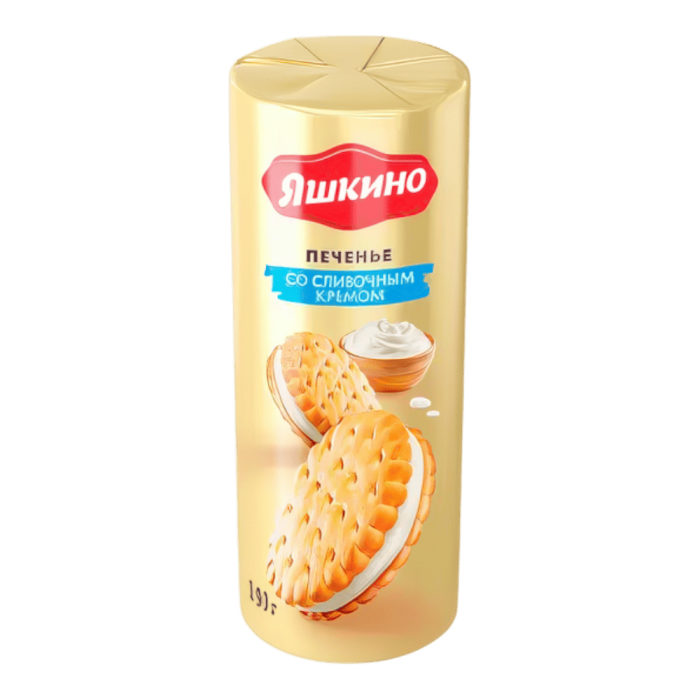 Печенье-сэндвич Яшкино затяжное со Сливочным кремом 190гр*20шт(МП462) штуки