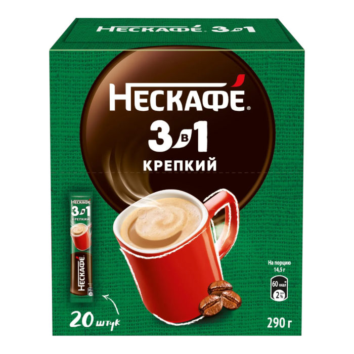 Кофе Нескафе 3в1 "Крепкий" 14,5гр*20шт*10бл штуки