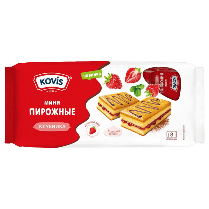 Мини-пирожное " Ковис " Клубника 30гр*10бл**8шт штуки