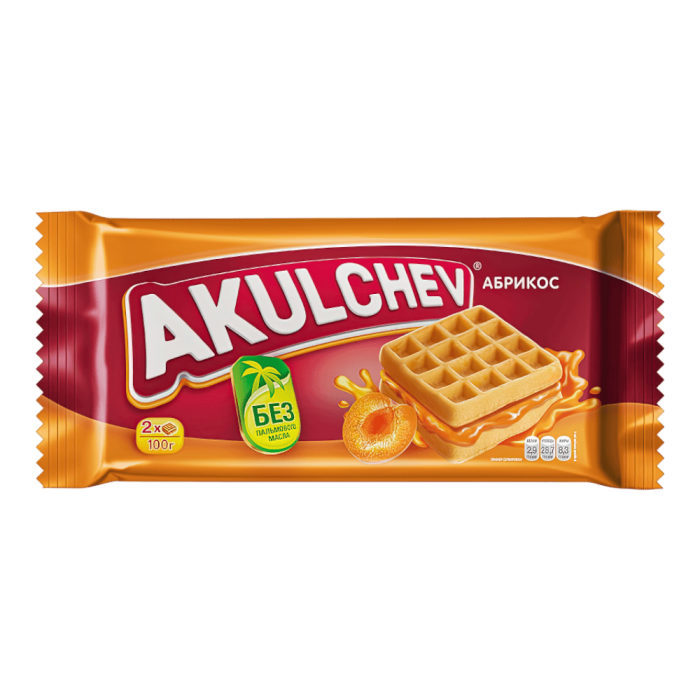 Венские вафли Акульчев 100гр*22шт абрикос RU штуки