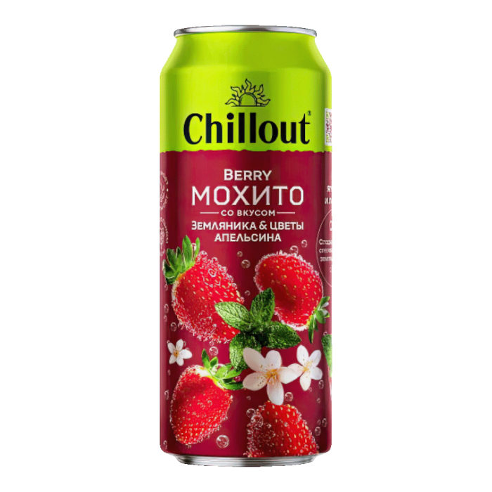 Черноголовка лимонад Мохито CHILLOUT земляника и цветы апельсина 0,45л*12шт