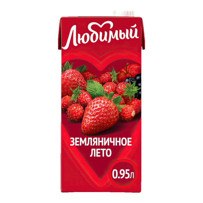 Сок "Любимый" "Земляничное лето" (Яблоко/Клубника/Земляника/Черная рябина) 0,95л*12шт штуки