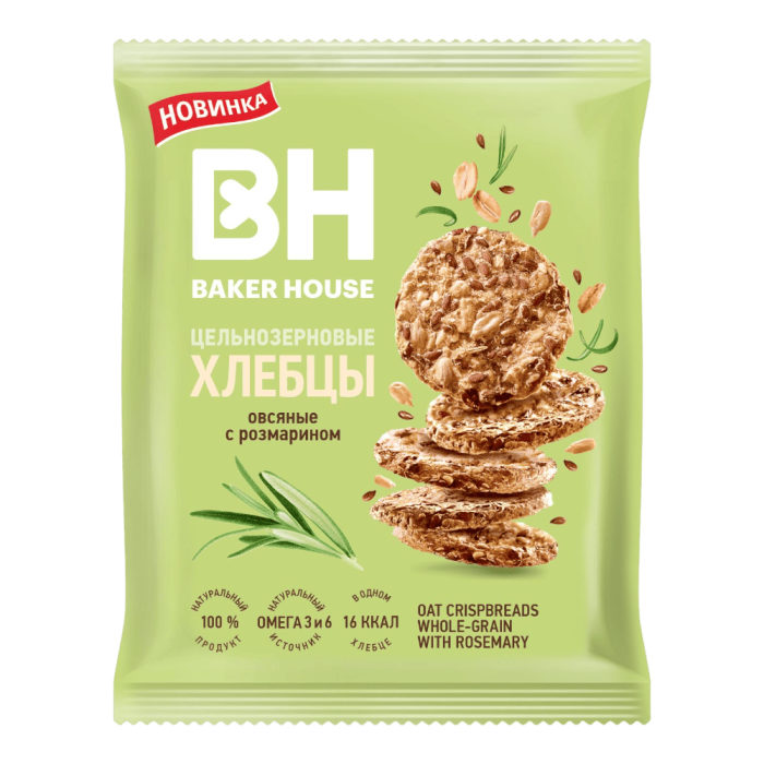 Хлебцы цельнозерновые (пакет) BH овсяные с розмарином 50 гр*10 шт штуки