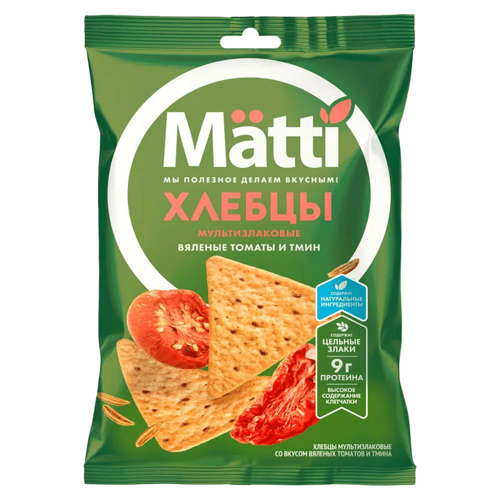 Хлебцы мультизлаковые MATTI С вялеными томатами и тмином 16*75 г штуки