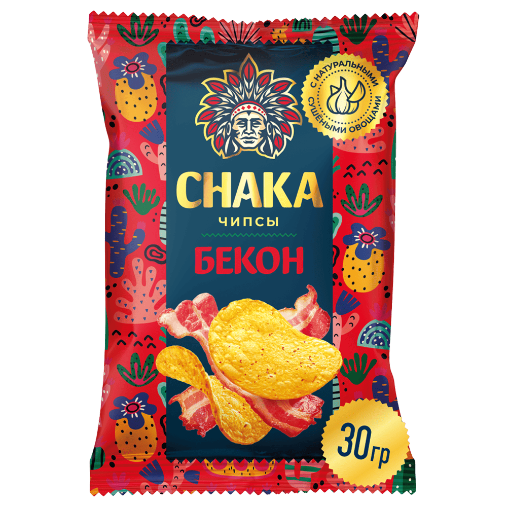 Чипсы из натур. картофеля CHAKA (Чака) Бекон 15х30 г, штуки