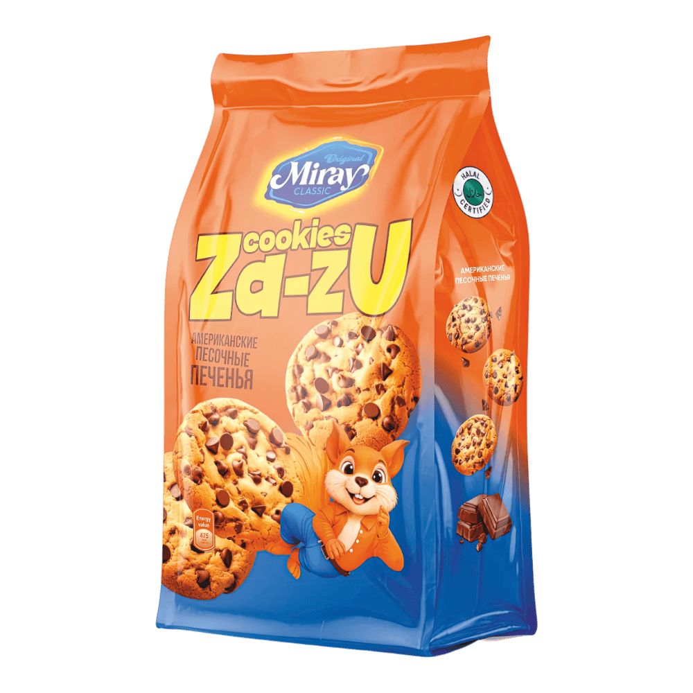 Печенье ZA-ZU  песочное  с кусочками шоколада 200 гр*12 шт штуки