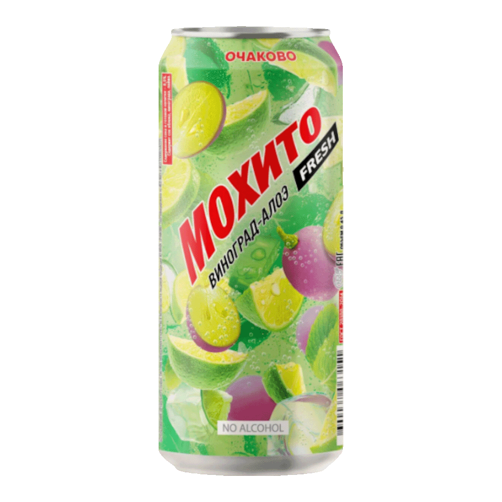 Очаково."Мохито" Виноград/Алое ж/б 0,45л*24шт(72 уп/пал)
