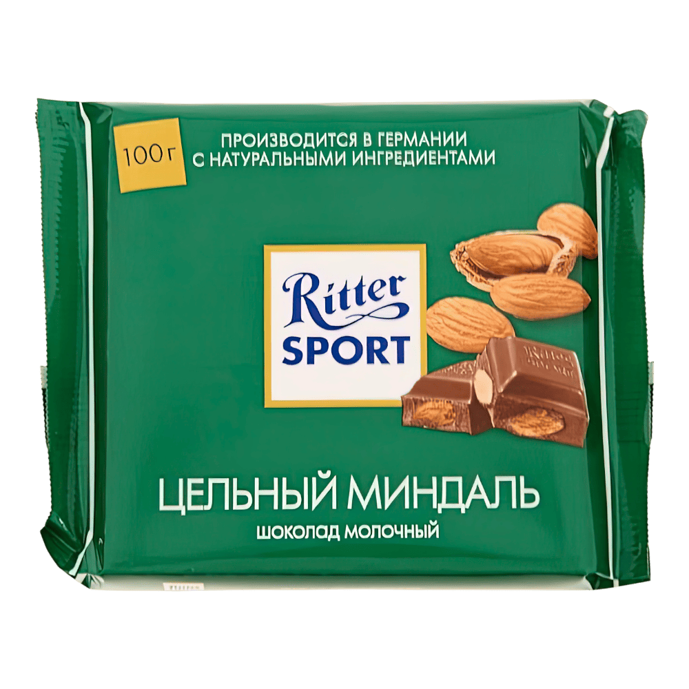 Риттер Спорт Молочный цельный миндаль100гр*11шт (7036)