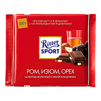 Риттер Спорт ром/изюм/орех 100гр*12шт (126)