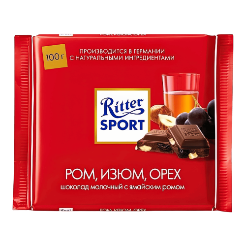 Риттер Спорт ром/изюм/орех 100гр*12шт (126)