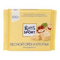 Риттер Спорт Белый Цельный Лесной Орех/ хлопья 100гр*10шт (7016)
