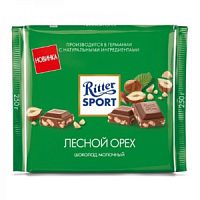 Риттер Спорт молочный Лесной орех дробленый 100гр*12шт (2226)