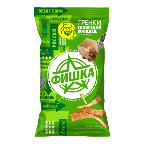 Гренки ФИШКА Сибирский холодец с хреном 120гр*20шт