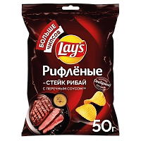 Чипсы Лейс 50гр*28шт Стейк Рибай (рифленные) штуки