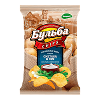 Чипсы БУЛЬБА из сырого картофеля  со вкусом Сметаны и лука 75гр*25  