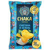Чипсы из натур. картофеля CHAKA (Чака) Сметана и зелень 15х30 г штуки