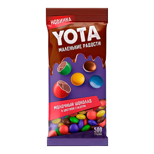 Драже YOTA молочный шок. в цветной  глазури 40гр*20шт*15 бл(РРР133)