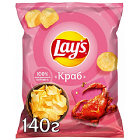 Чипсы " ЛЕЙС " 140гр*19шт краб (0050128)