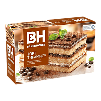 Торт бисквитный трехслойный Baker House  Тирамису 350 гр*8шт