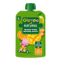Пюре  фруктово-овощное GIPOPO Яблоко-Тыква-Морковь-Манго (с 6 месяцев) 90 г*12шт штуки