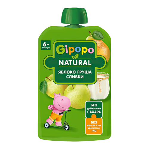 Пюре фруктовое GIPOPO Яблоко-Груша-Сливки (с 6 месяцев) 90 г*12шт штуки