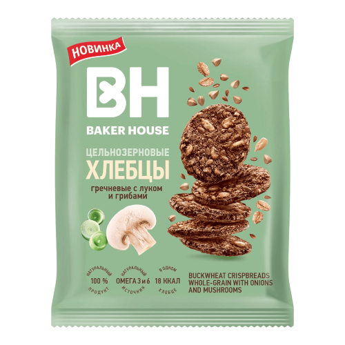 Хлебцы цельнозерновые (пакет) BH гречневые с луком и грибами 50 гр*10 шт