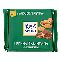 Риттер Спорт Молочный цельный миндаль100гр*11шт (7036)
