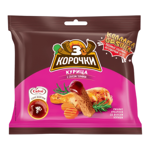 Сухарики "3 корочки" 60гр+25гр*30шт Курица+соус Терияки 